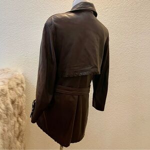 Beautiful Vericci Leather Coat - Butter Soft Brown Leather - size S (6)